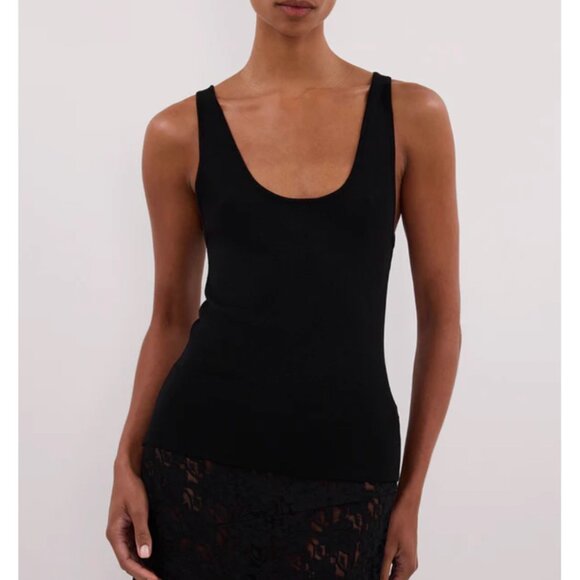 BEST DISSH Troy Sleeveless Knit Tank S/M Black Noir Causal Quiet Lux - Picture 1 of 7
